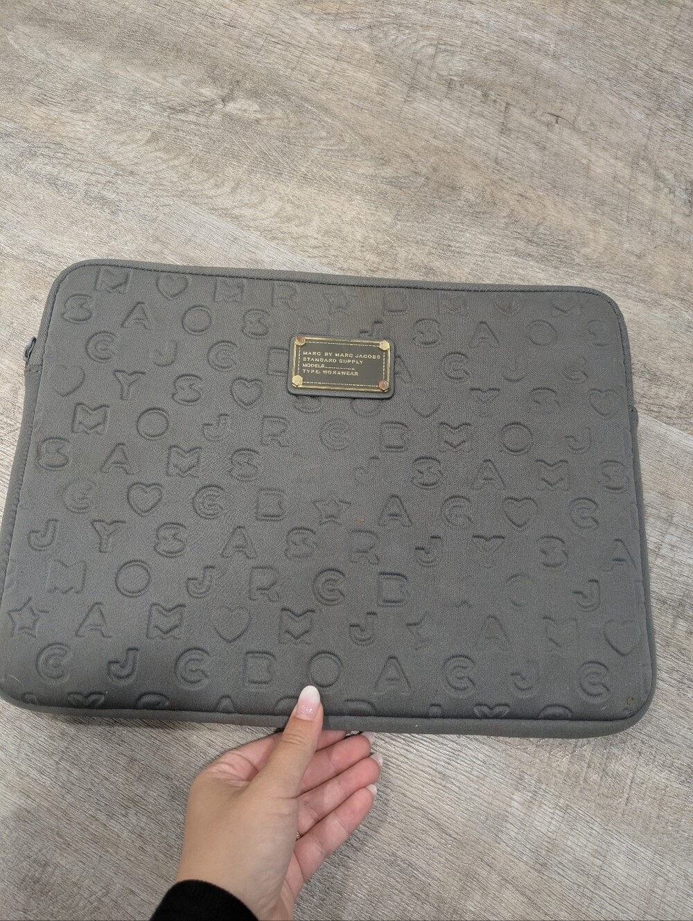 Marc By Marc Jacobs Gray Embossed Laptop Sleeve